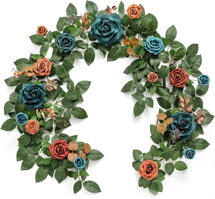 Amazon.com: Ling's Moment 5FT Teal Blue Artificial Flower Garland