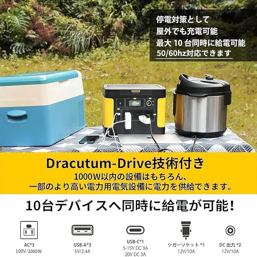 Amazon.co.jp: Evopow ポータブル電源 1024Wh リン酸鉄 大容量 出力