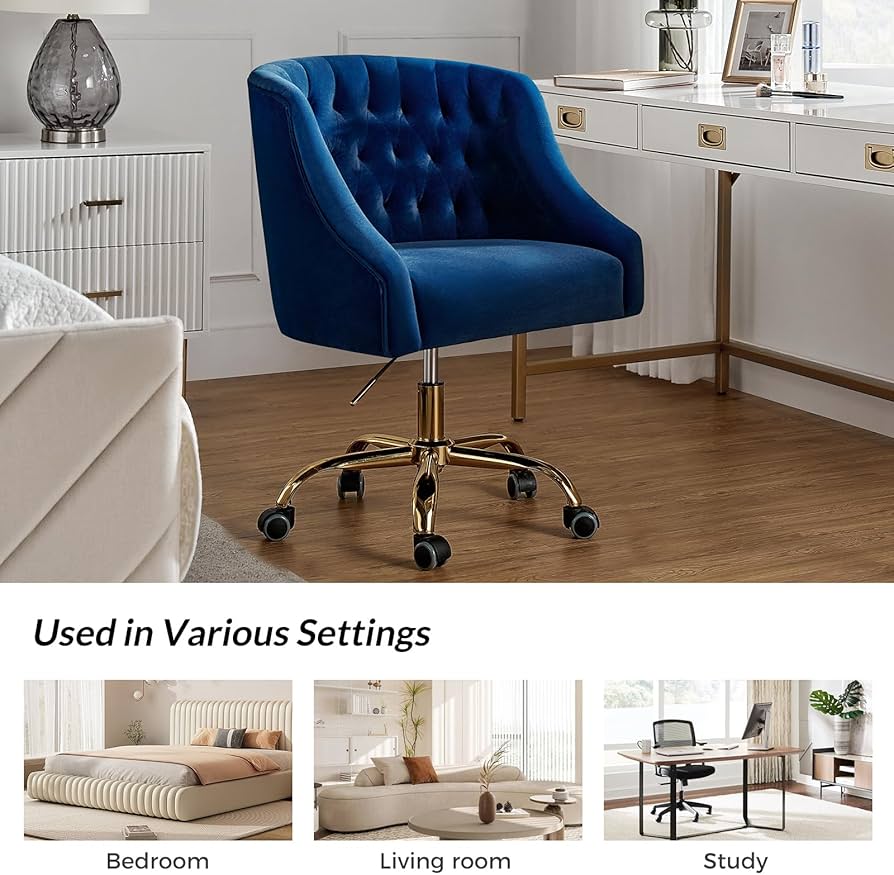 Amazon.com: TINA'S HOME Velvet Home Office Chair with Gold Base