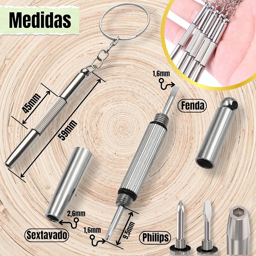 Kit 10 Chaveiro Multifuncional 3 em 1 Mini Chave De Fenda Philips