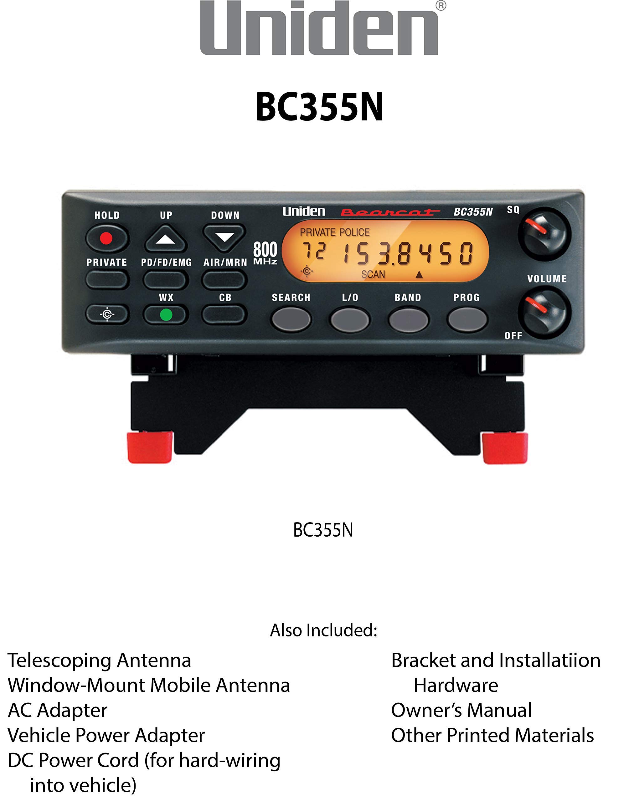 Amazon.com: Uniden BC355N 800 MHz 300-Channel Base/Mobile Scanner