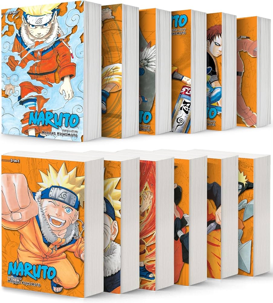 Naruto 3-in-1 Edition Manga Set Vol. 1-12 by Masashi Kishimoto