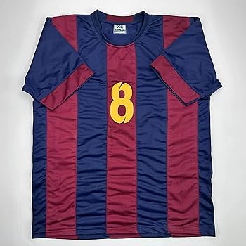 Facsimile Autographed Andres Iniesta FC Barcelona Blue/Red Reprint