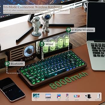 Amazon | ワイヤレスキーボード木製 Womier WD75 V2 ポーリングレート