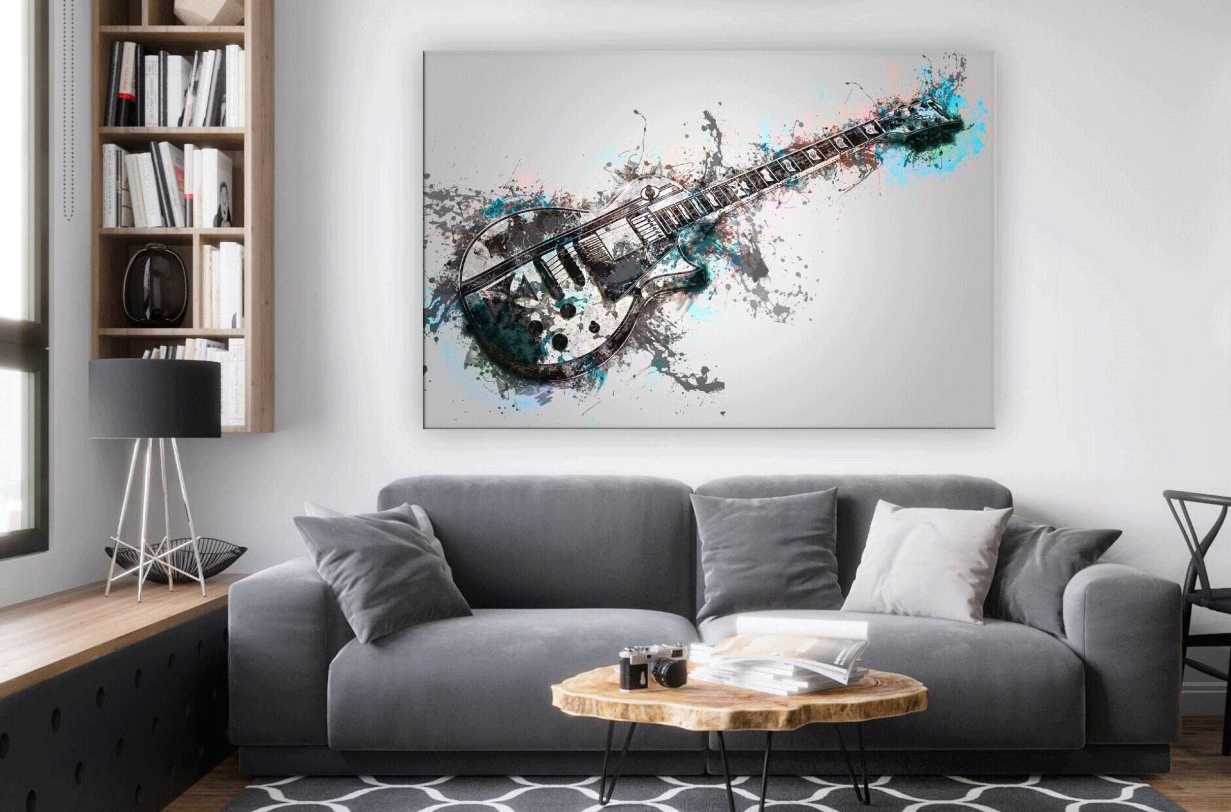 Amazon.co.jp: モダンギター水墨画 アートポスター ウォールアート壁画