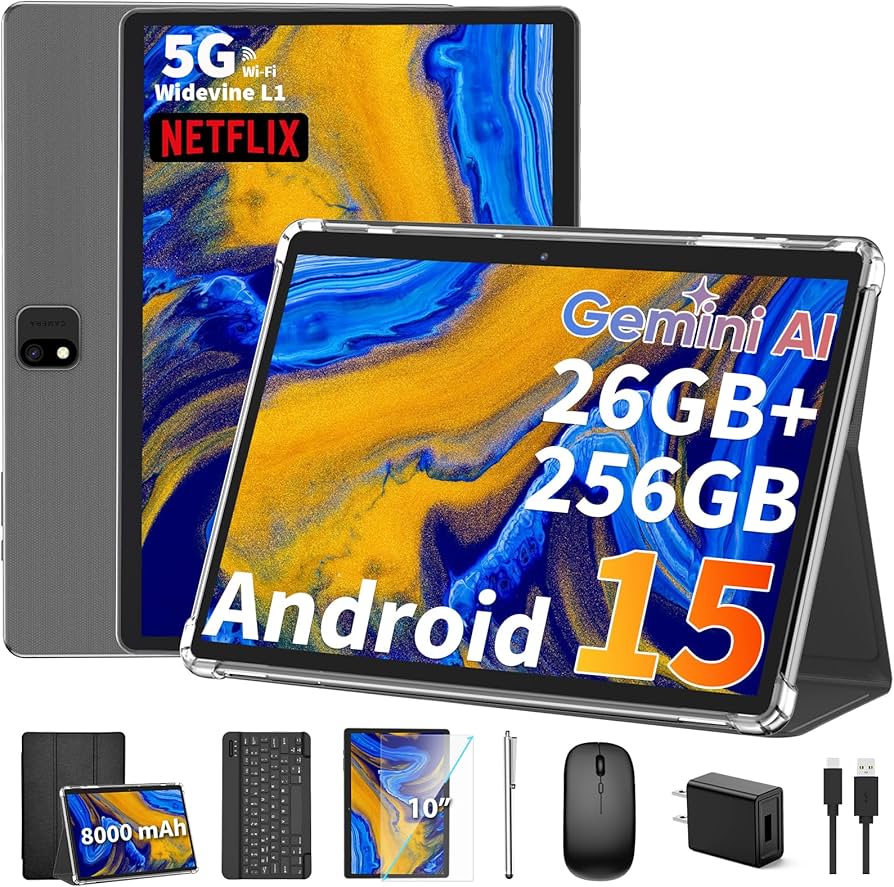 Amazon.com : 2025 Android 15 tablet with keyboard, 26GB+256GB+2TB