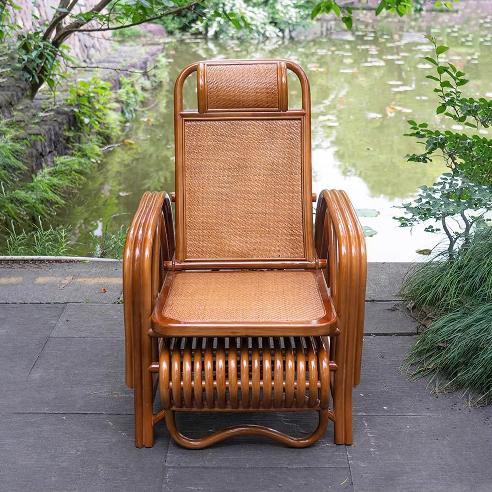 Amazon｜天然籐り畳みリクライニングチェア、籐天然高級アーム