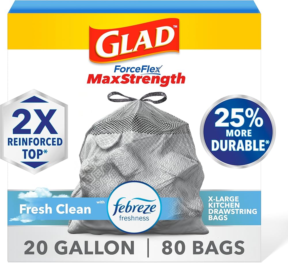 Amazon.com: Glad ForceFlex MaxStrength Kitchen Trash Bags, 20 Gal