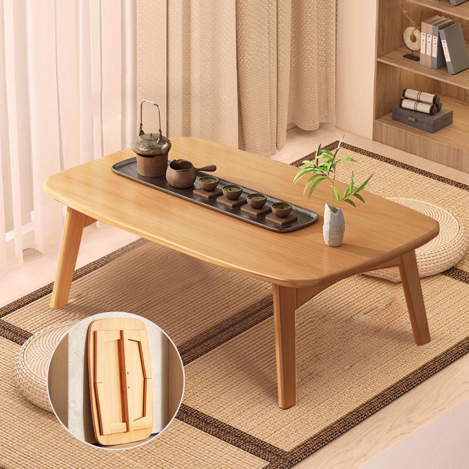 Amazon.com: rzoizwko Japanese Floor Table Folding Bamboo Wood
