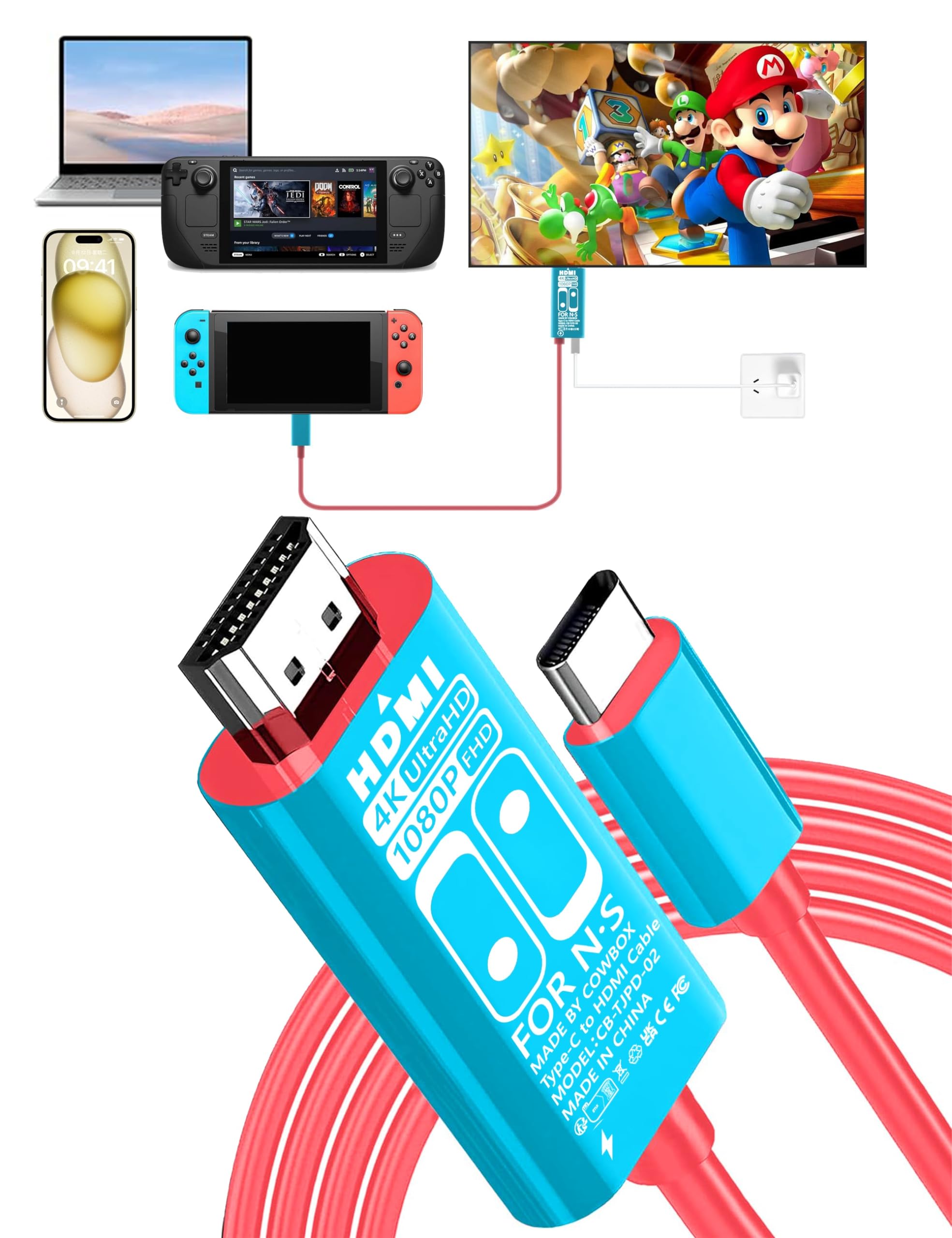 Amazon.co.jp: COWBOX Switch ドック Switch iPhone15 テレビ接続出力