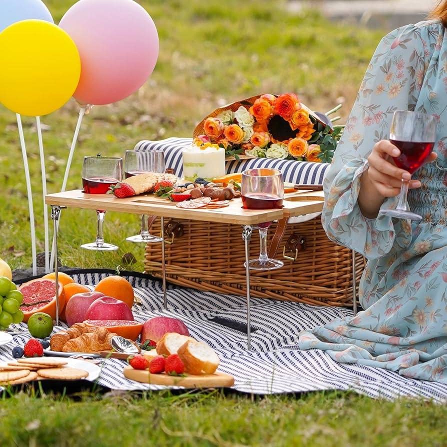 Amazon｜ウィッカーピクニックバスケット 4人用 4人用 ピクニック