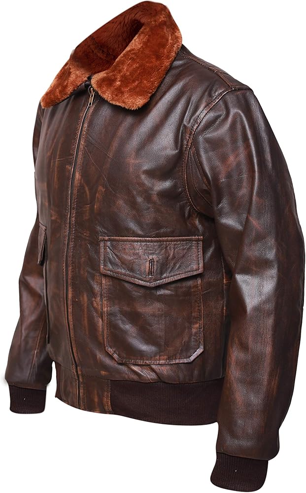 RSH LeatherCraft G1 Distressed Brown Goatskin Leather Bomber