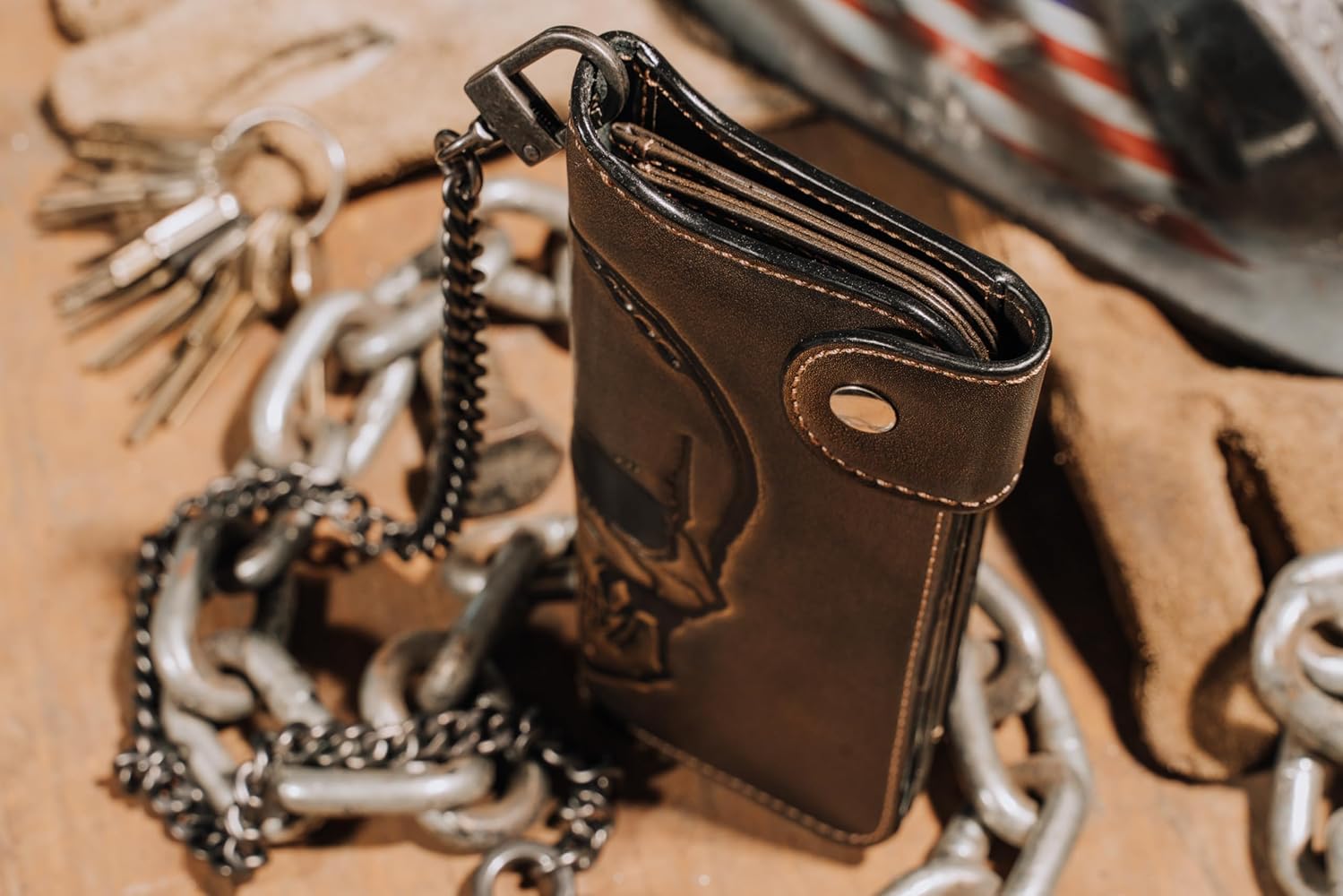 Amazon.com: House of Jack Co. Skull Biker Wallet for Men, Long