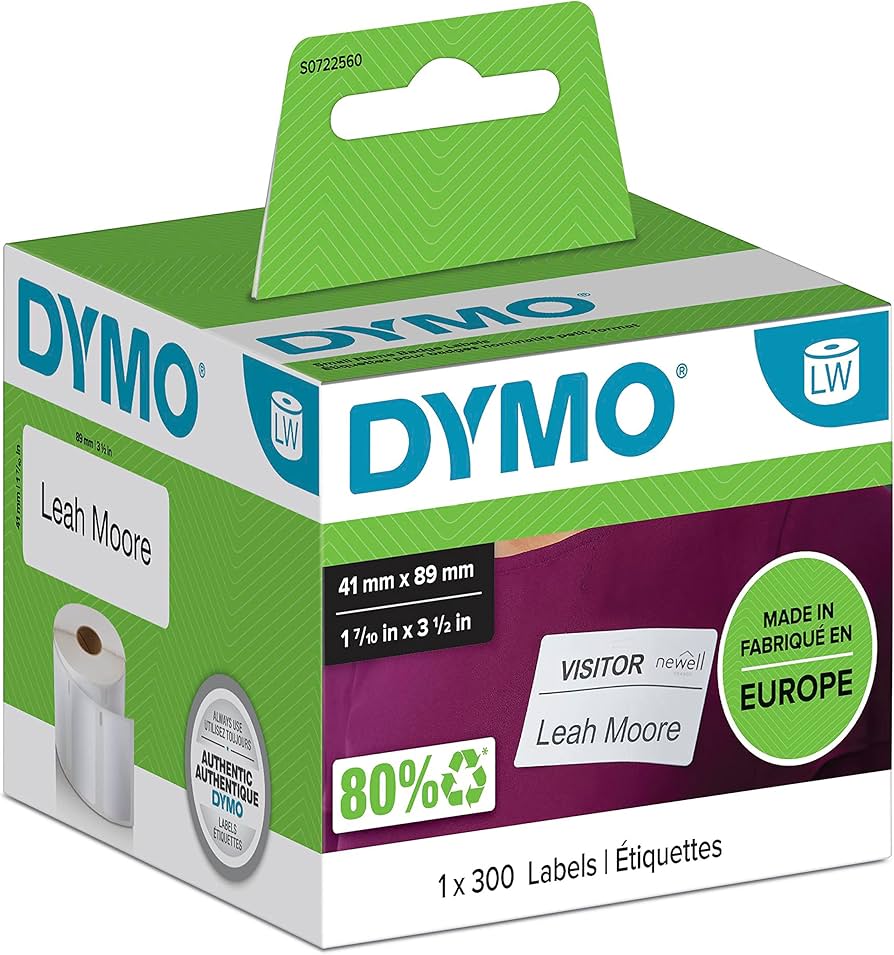 Amazon.com: Dymo Name Badges 41 x 89 mm White Pack of 300 11356