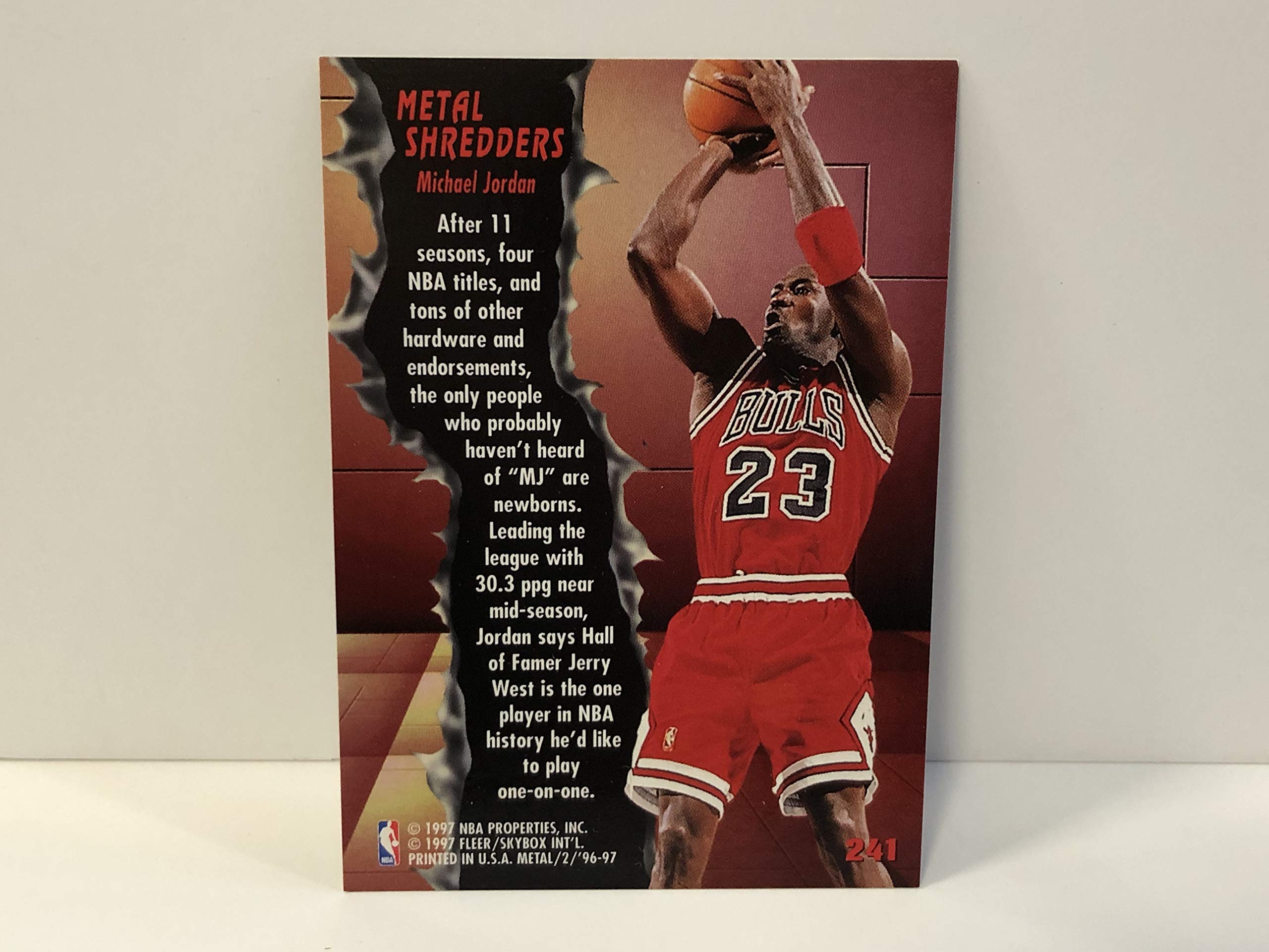 Michael Jordan 1996-97 Fleer Metal Shredders card #241 at Amazon's