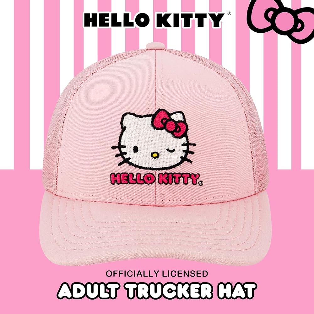 Hello Kitty Trucker Hat, Women's Adjustable Snapback Baseball Cap