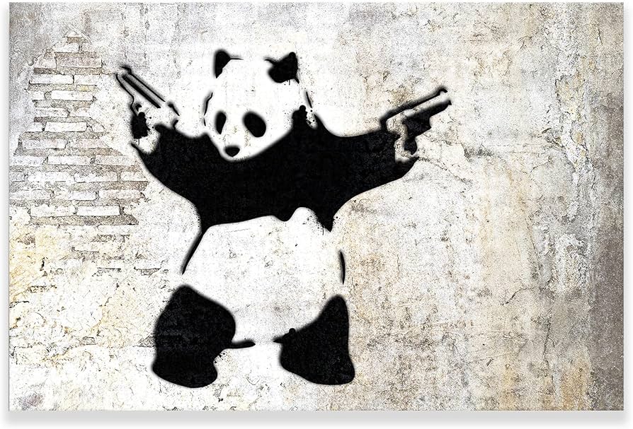 Amazon.com: Banksy Canvas Print Wall Art,Panda with Guns Graffiti