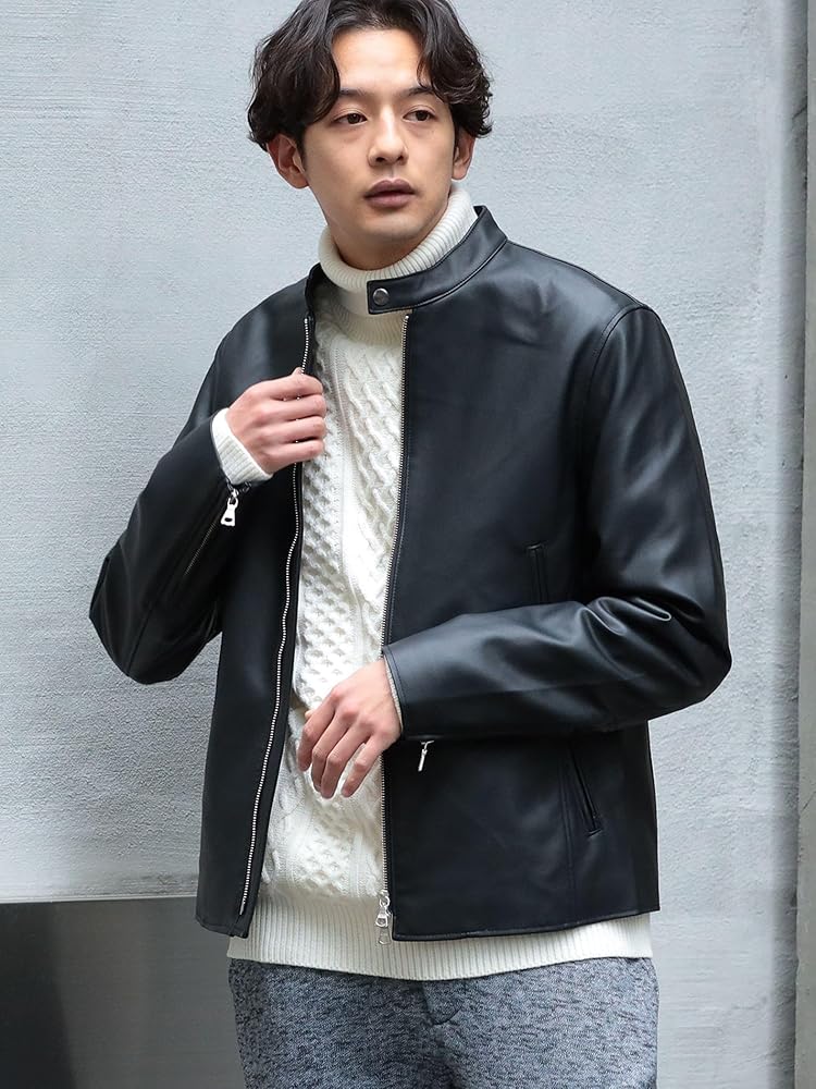 Amazon | [ビームスハート] ブルゾン フェイクレザー シングル