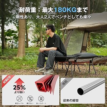 Amazon.co.jp: ワイドコット ICECO コット キャンプ 簡易ベッド「2WAY