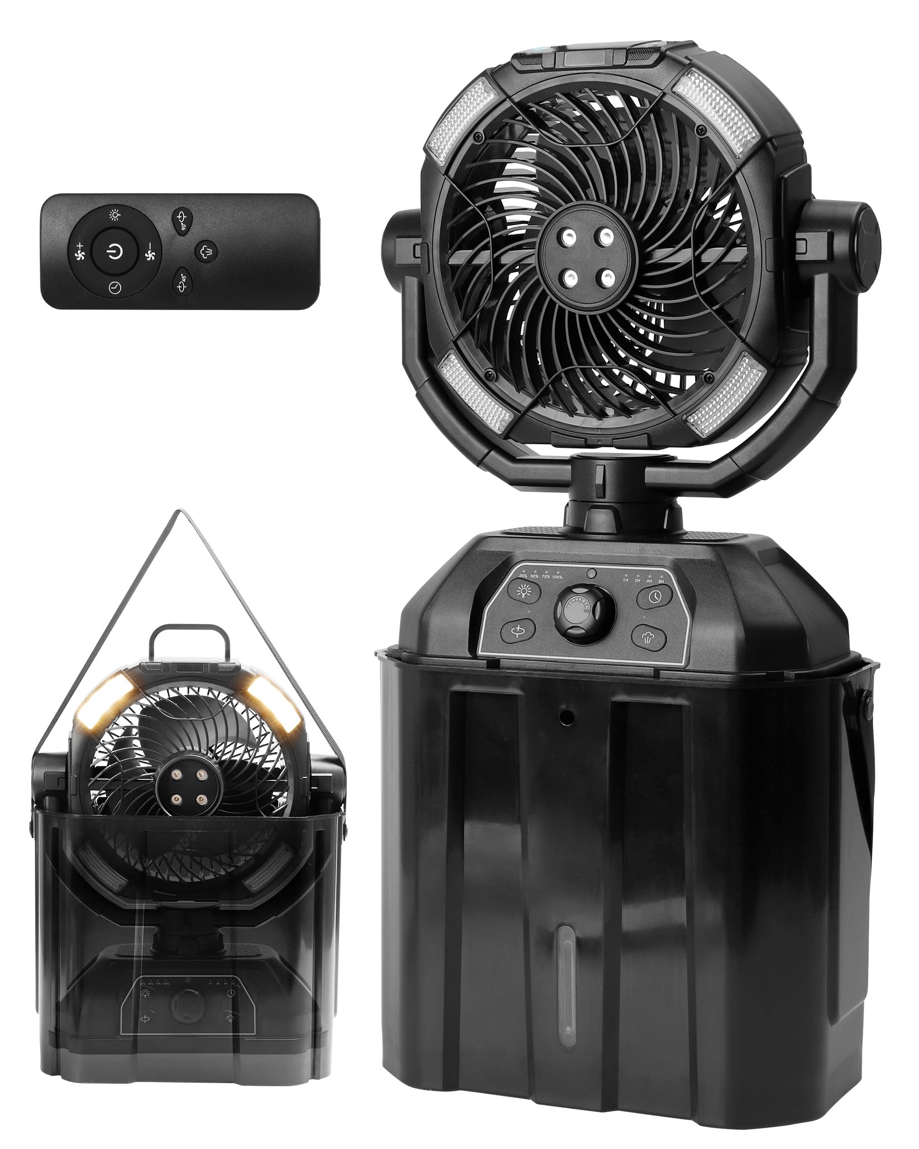 Amazon | キャンプ扇風機 ミストファン 7L 水タンク 照明付き 左右揺れ