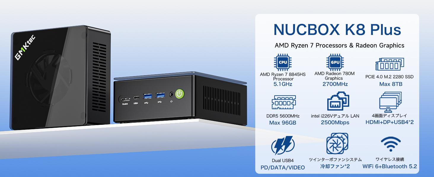 Amazon.co.jp: GMKtec ミニpc AMD Ryzen7 8845HS 64GB(32GB*2)+1TB