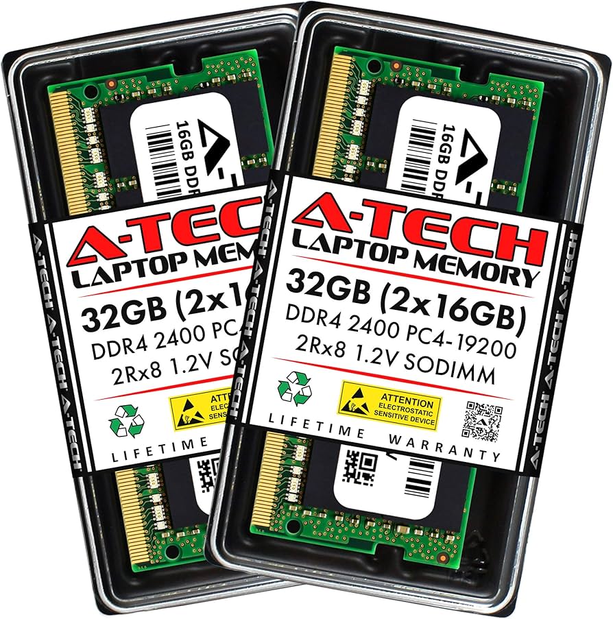 A-Tech 32GB (2x16GB) DDR4 2400 MHz SODIMM PC4-19200 (PC4-2400T