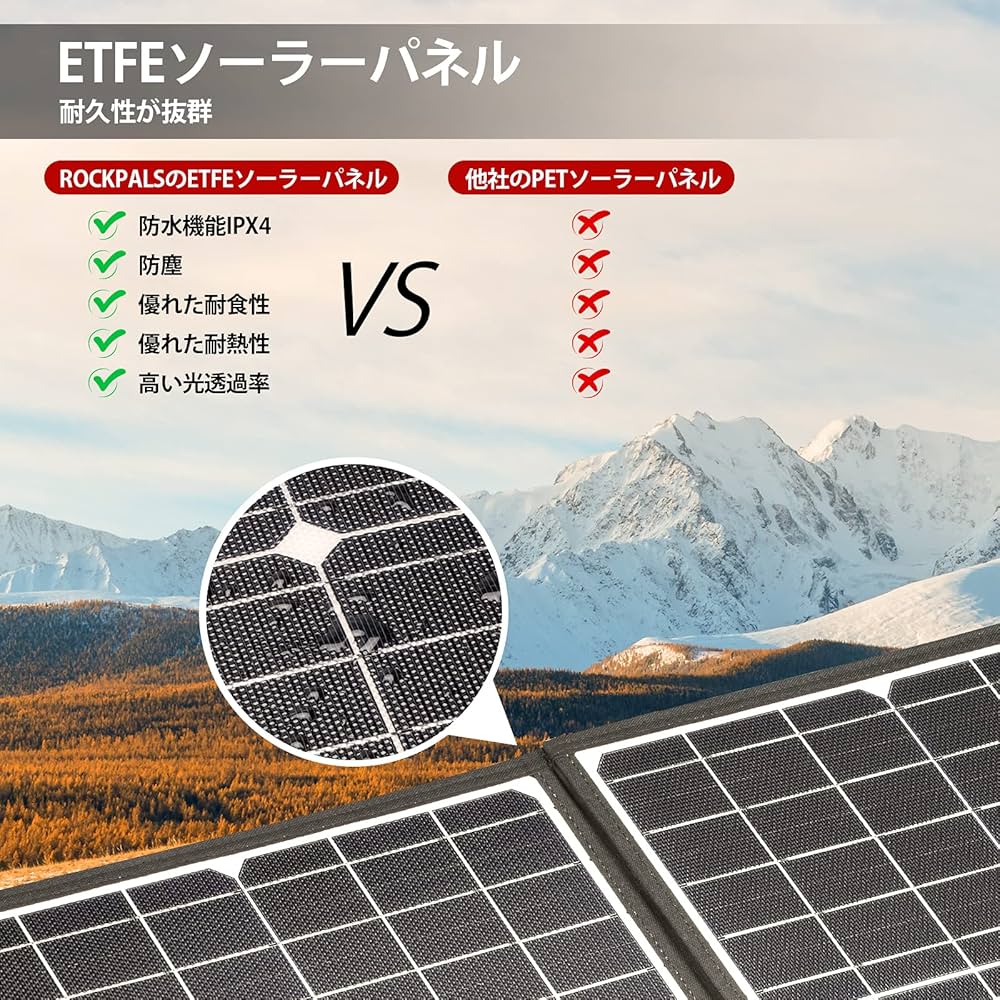 Amazon | ROCKPALS 200W ソーラーパネル 折りたたみ 200W ソーラー