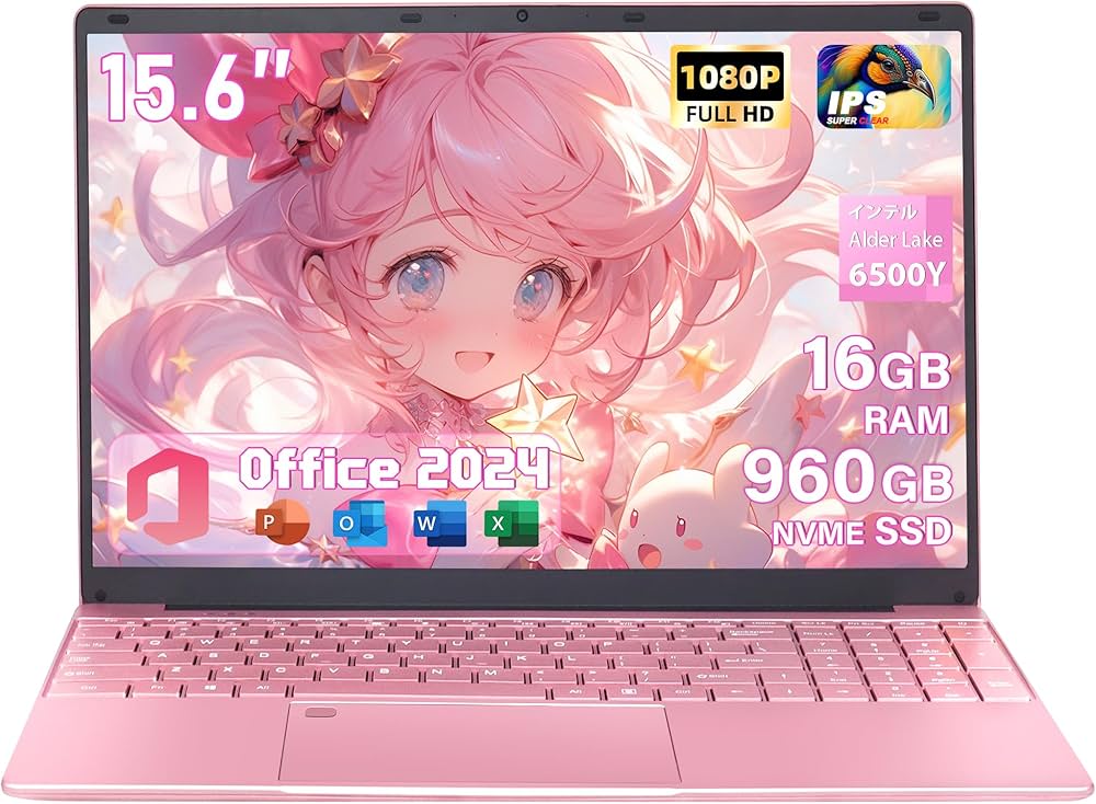 Amazon.co.jp: ノートパソコン【Win 11/MS Office 2024搭載】ピンク