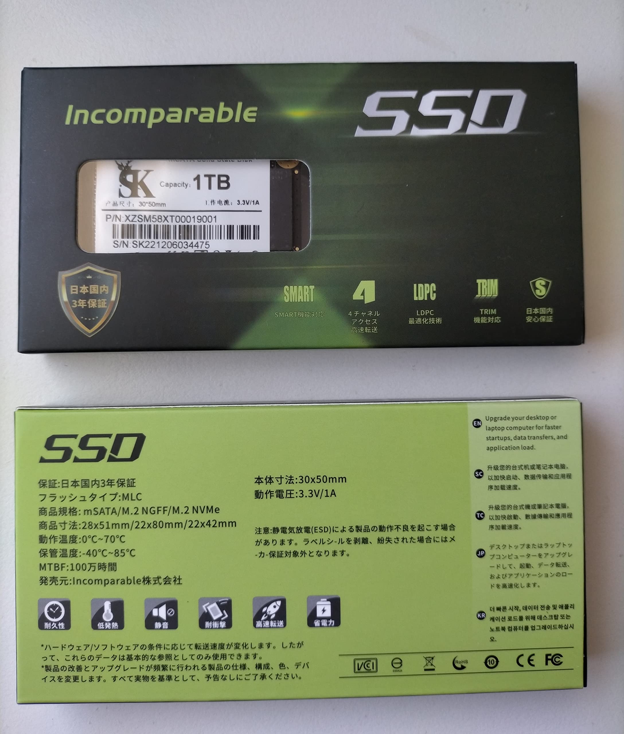 Amazon | mSATA 1TB SSD 3年保証 (1TB) | Incomparable | 内蔵SSD 通販