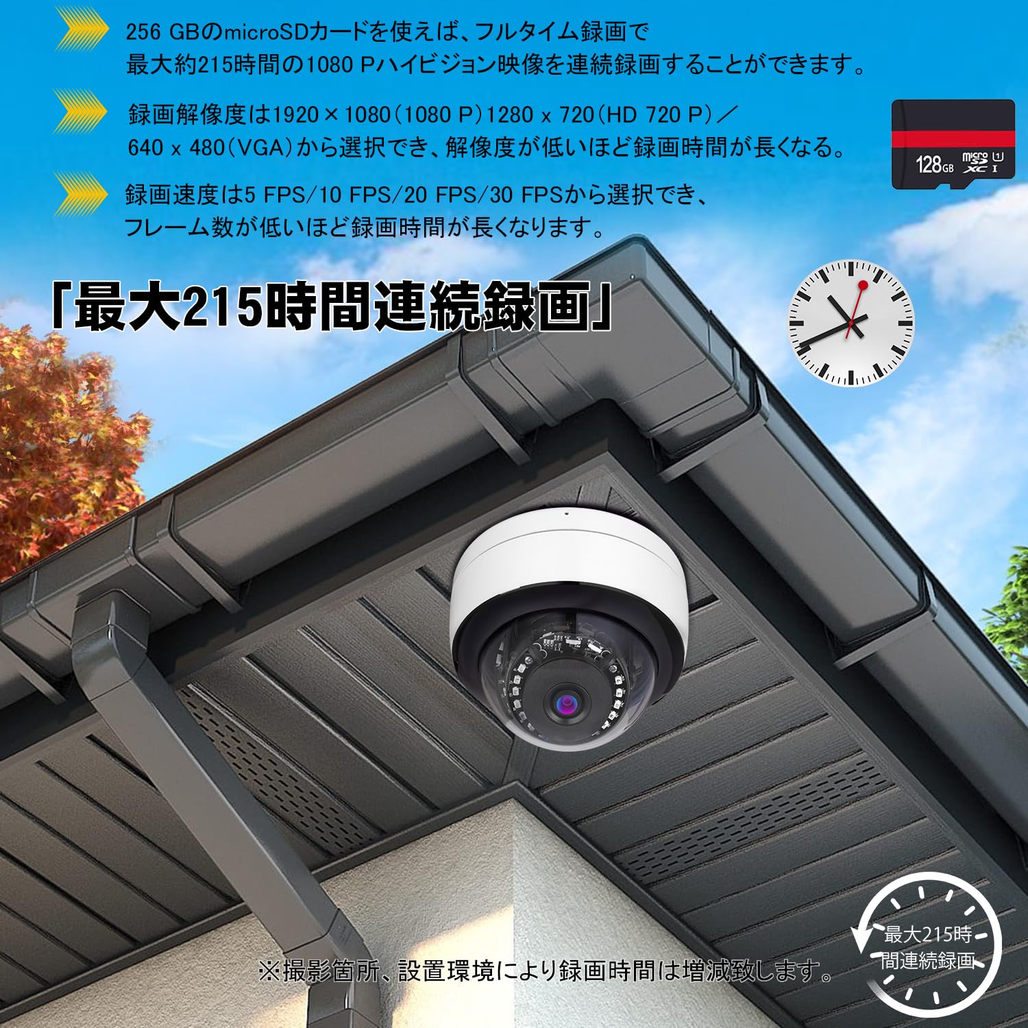 Amazon.co.jp: 防犯カメラドーム型 200万画素 屋内屋外 有線 最大256GB