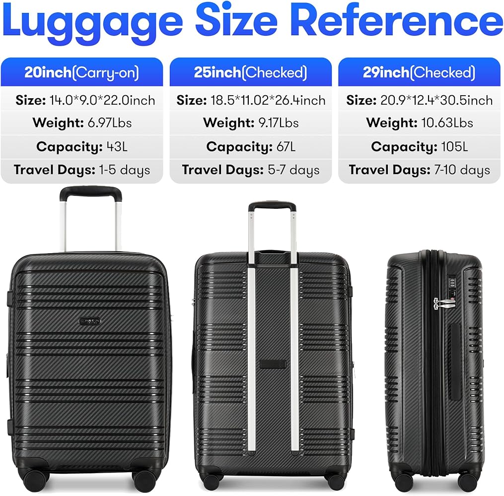 Amazon.com | GinzaTravel 3 Piece Expandable Luggage Sets PP