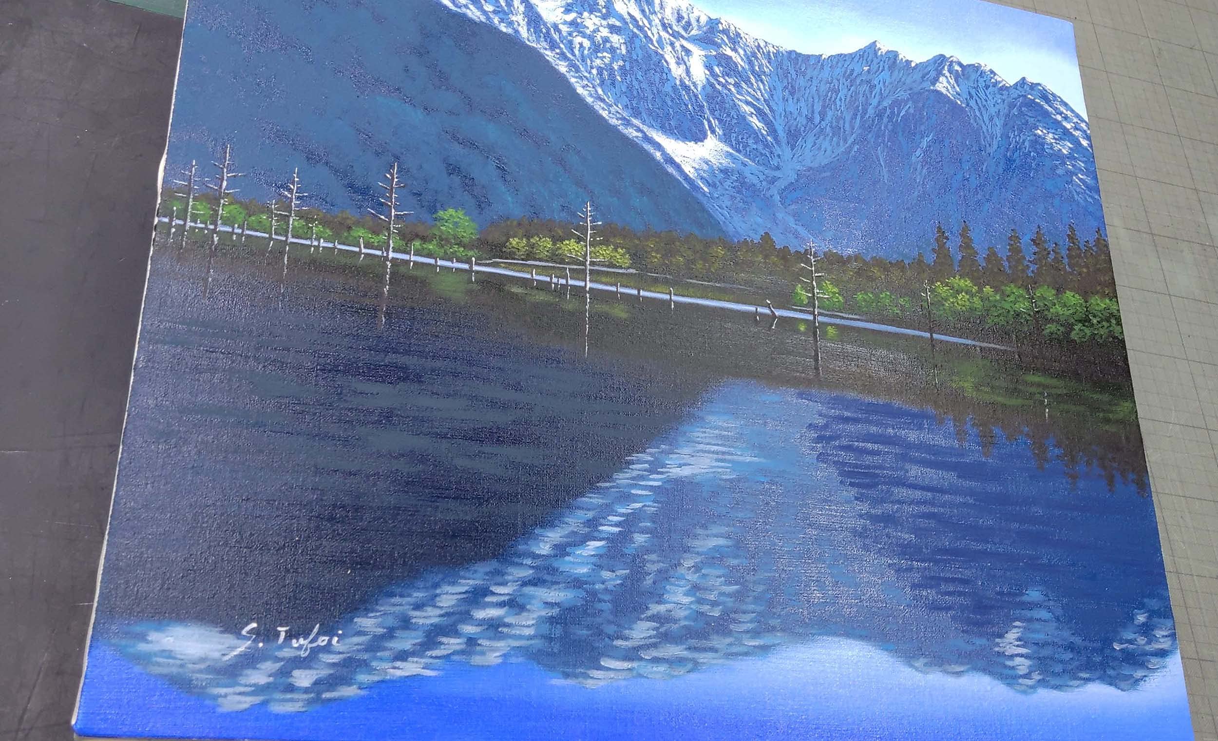 Amazon.co.jp: 坪井 志朗 油絵額 F10 「上高地大正池」 : ホーム＆キッチン