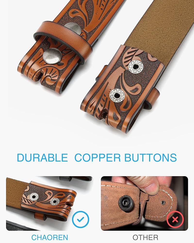 CHAOREN Western Belts for Men without Buckle - Cowboy Belt 1.5