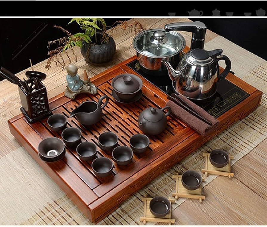 Amazon.co.jp: 茶托 茶器 茶盆 茶台 湯呑み 来客用茶トレイ 茶盤 茶道