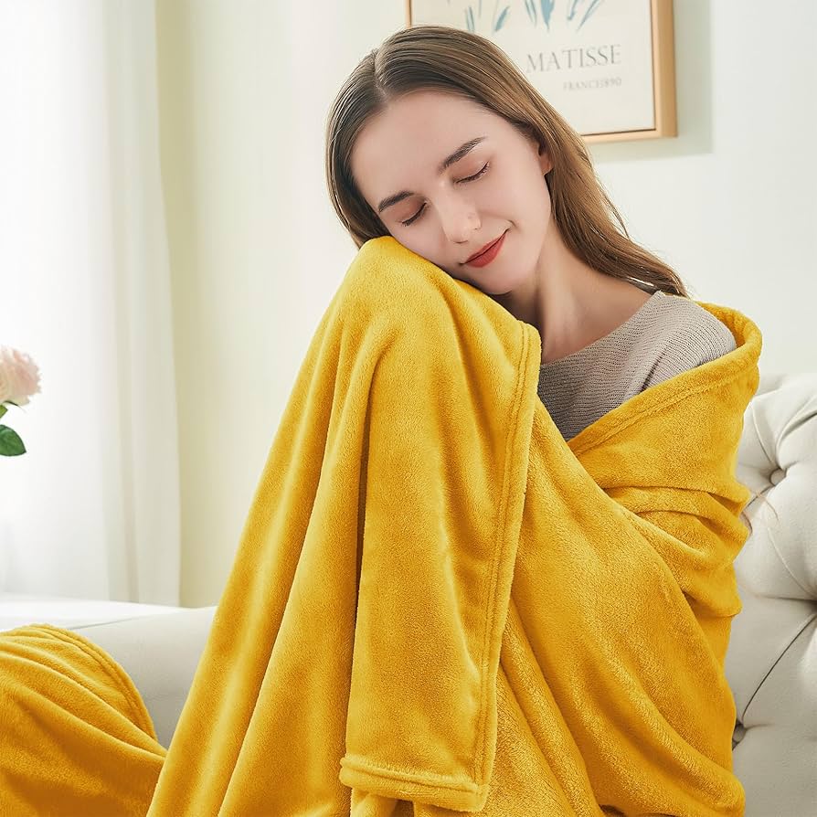 Amazon.com: BEDELITE Fleece Blanket Yellow Throw Blanket for Couch