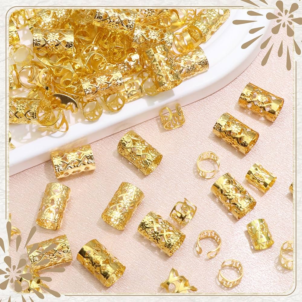 Amazon.com: VENOFEN 120PCS Gold Hair Jewelry Metal Dreadlock Cuffs