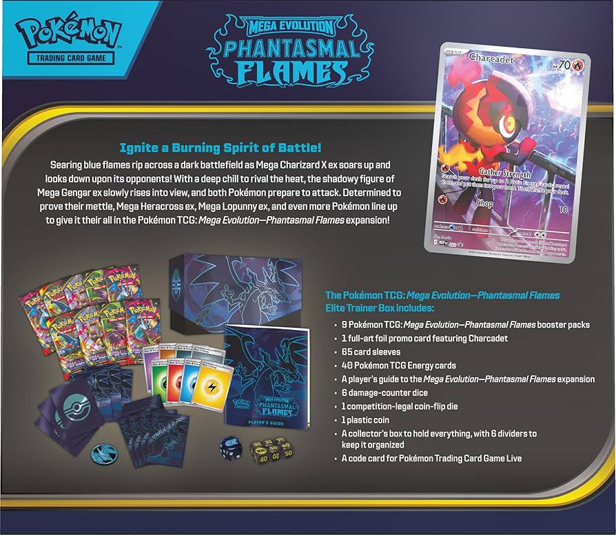 Amazon.com: Pokémon TCG: Mega Evolution—Phantasmal Flames Elite