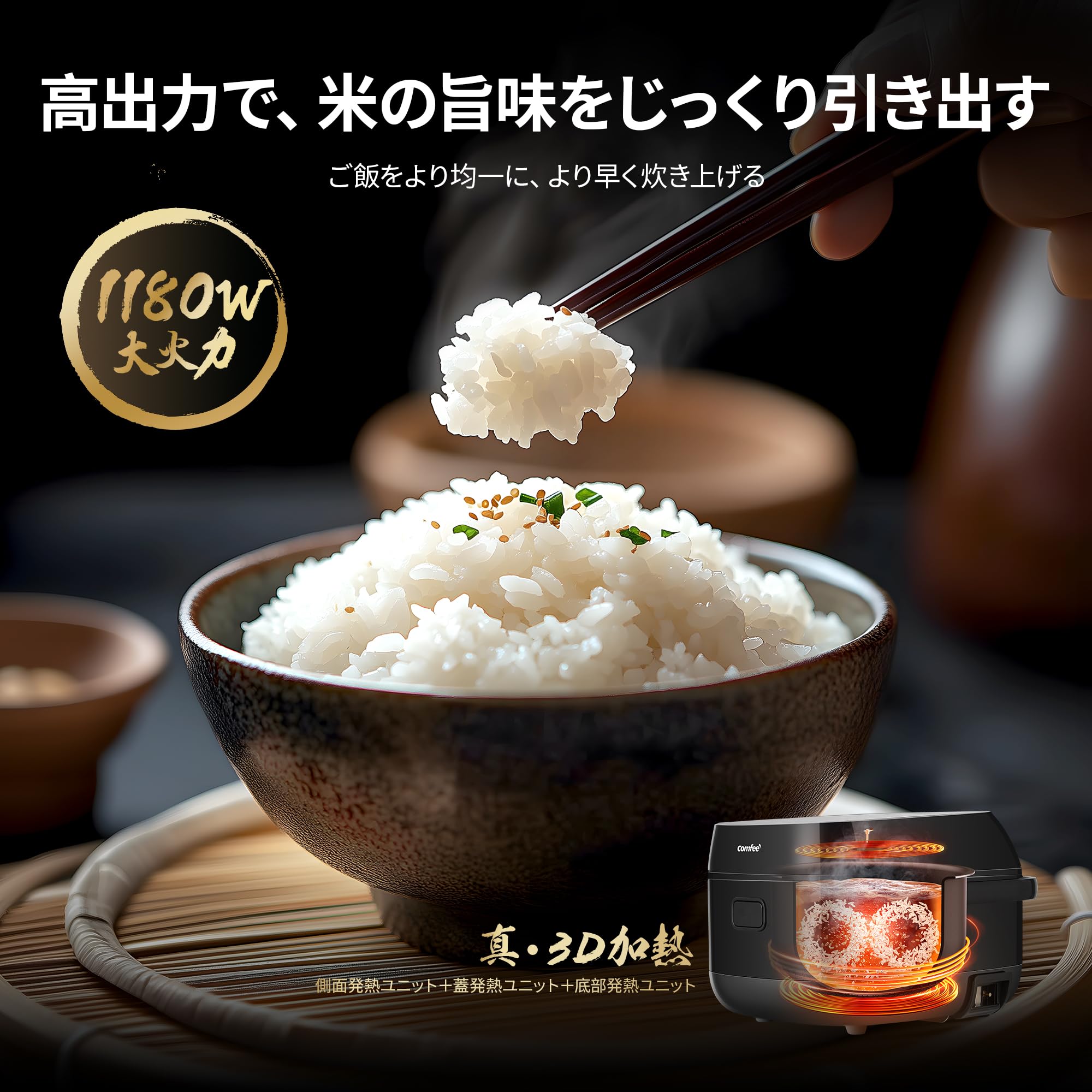 Amazon | COMFEE' 炊飯器 5.5合炊き IH式 一人暮らし 2人暮らし 炊飯