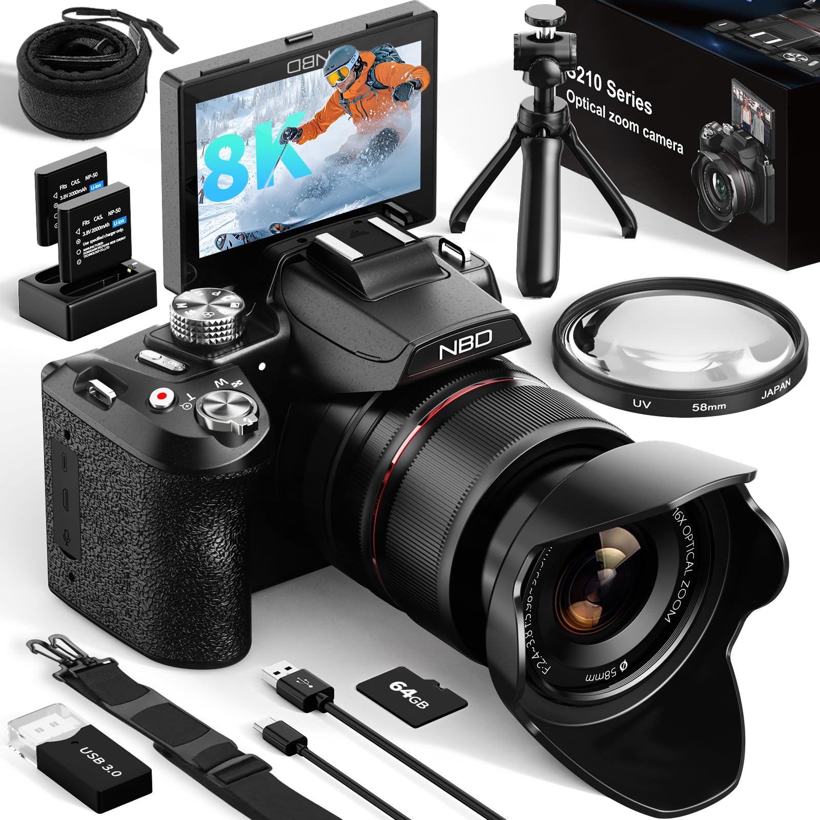 Amazon.com : NBD 8K Digital Cameras for Photography,64MP Vlogging