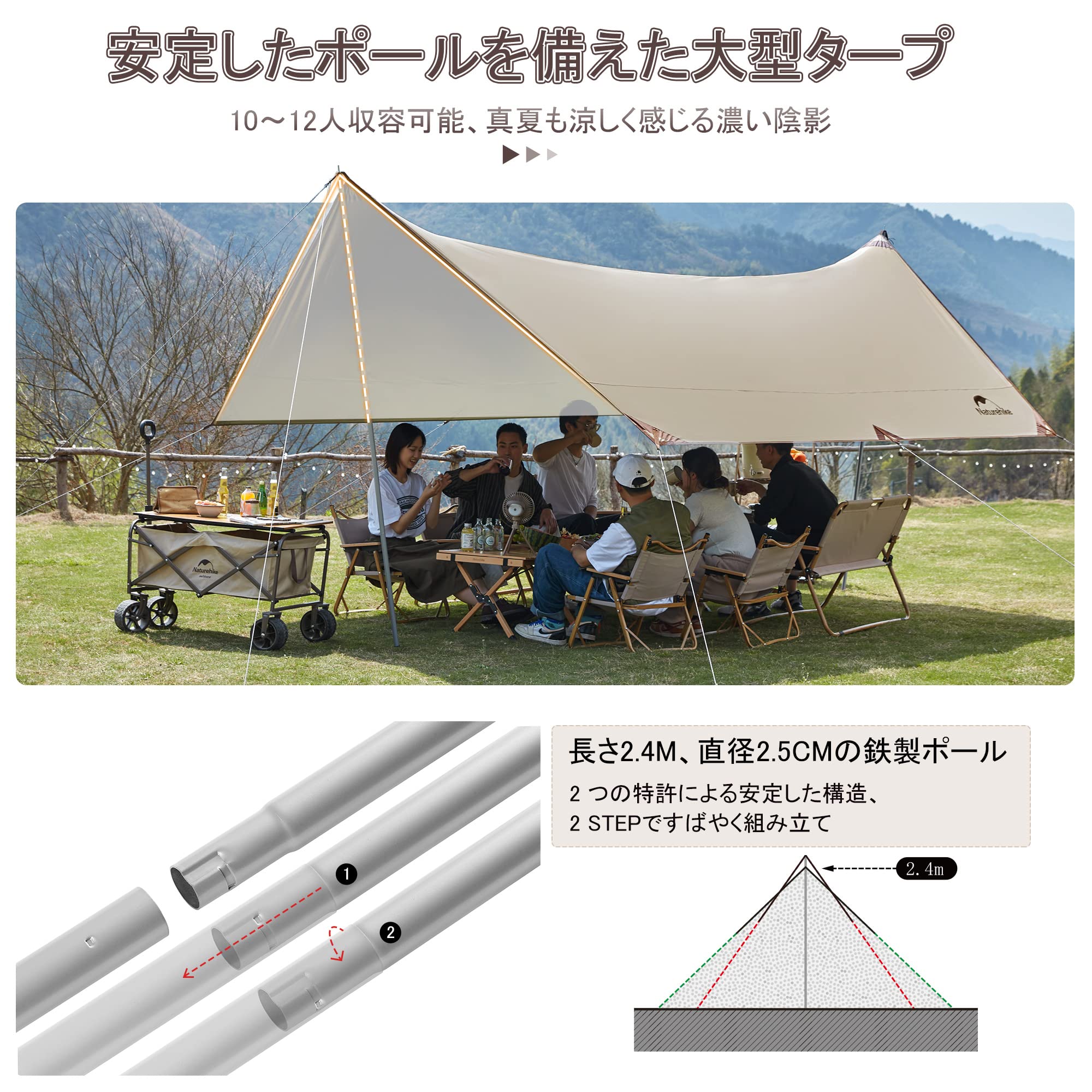 Amazon | Naturehike公式ショップ タープ レクタタープ 大型 UPF12500+