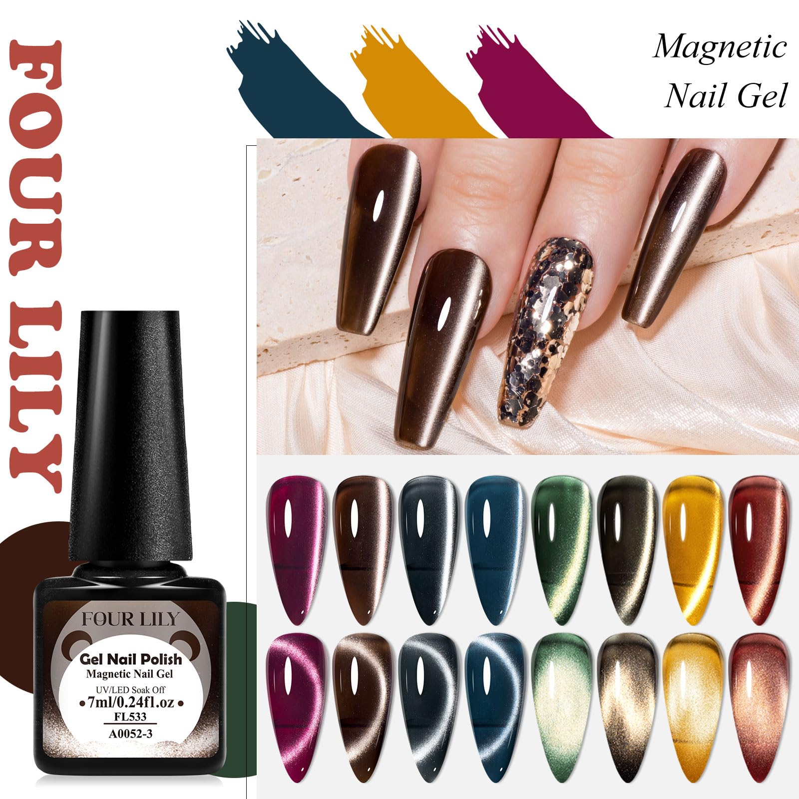 Amazon.com: Four Lily Magnetic Cat Eye Gel Nail Polish Set, 8