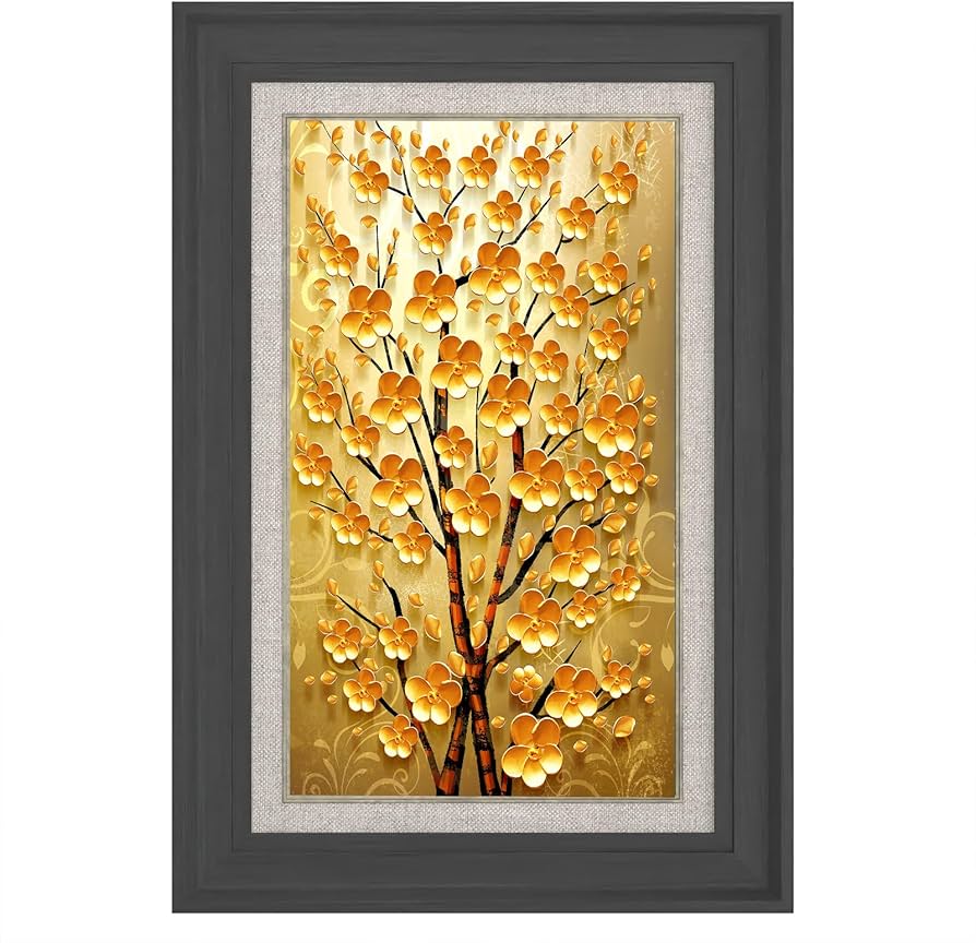 Amazon.co.jp: 金の木 アートパネル 1枚 飾り絵 北欧 植物 油絵 抽象画