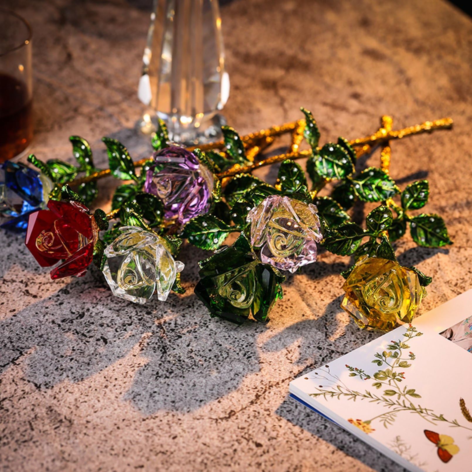 Amazon.co.jp: クリスタルガラス 水晶 k9 永遠の花 枯れない花 水晶花