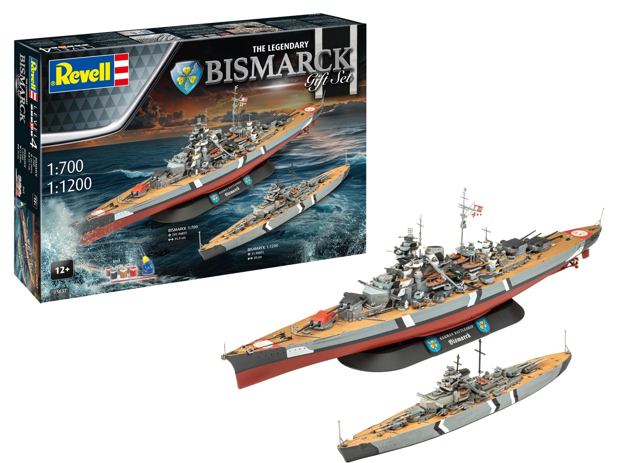 Amazon.com: Revell Gift Set 05637 The Legendary Bismarck (1:700