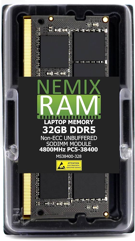 NEMIX RAM 32GB (1X32GB) DDR5 4800MHZ PC5-38400 2Rx8 1.1V CL40 262