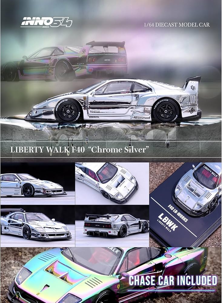 Amazon.com: Inno Models LBWK (Liberty Walk) F40 Chrome Silver 1/64