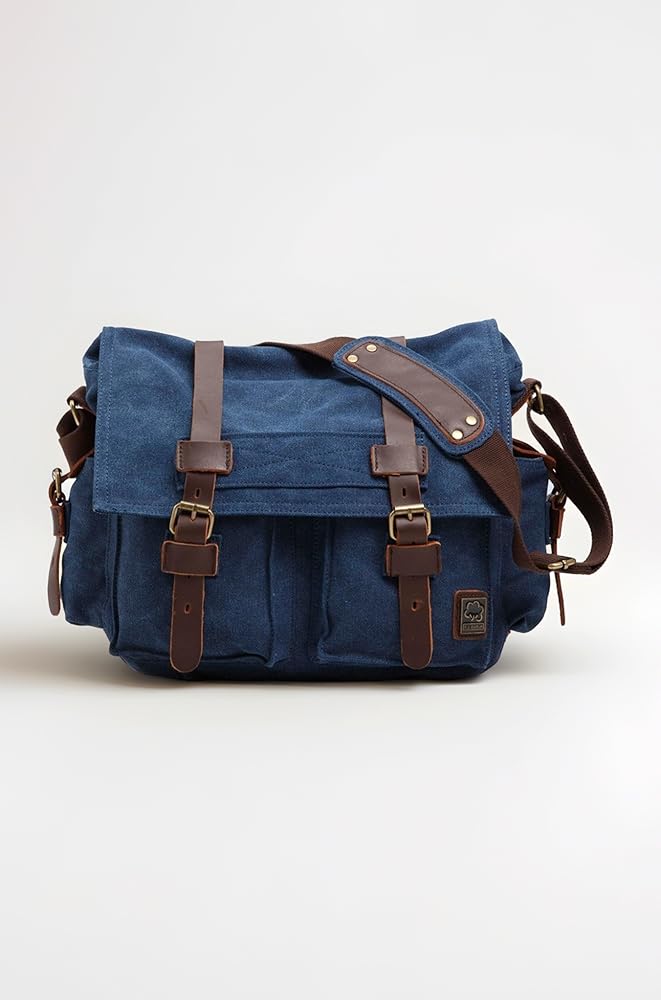 Buy Sechunk Vintage Military Leather Canvas Laptop Bag Messenger