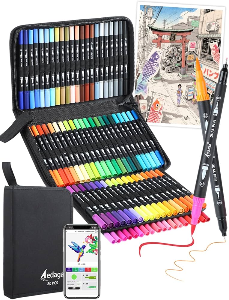 Amazon.co.jp: カラーペン セット 80色 色付き号水性ペン 無料アプリ