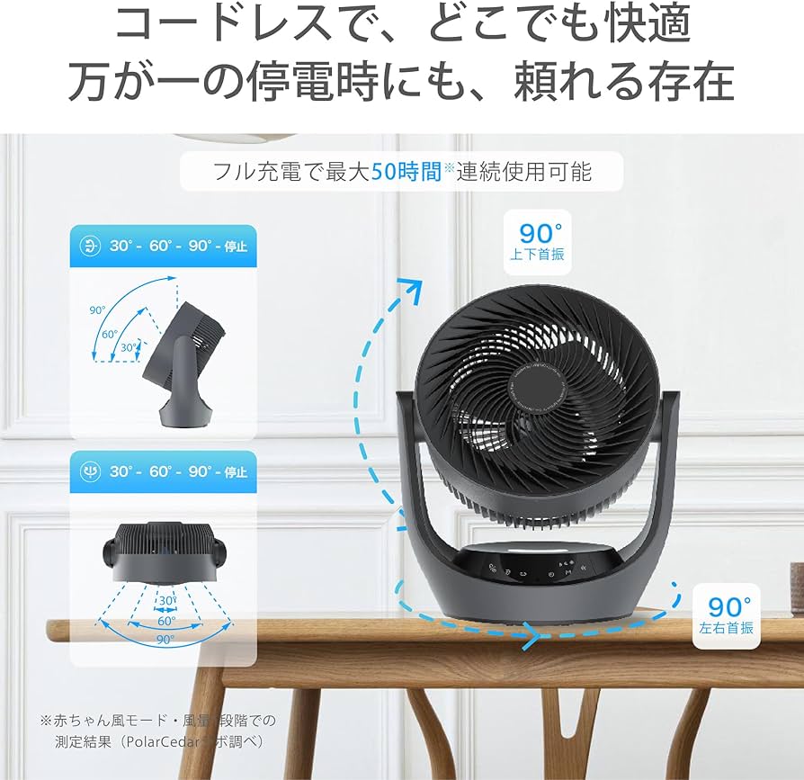 Amazon | Polar Cedar サーキュレーター 静音 22dB DCモーター 360度首