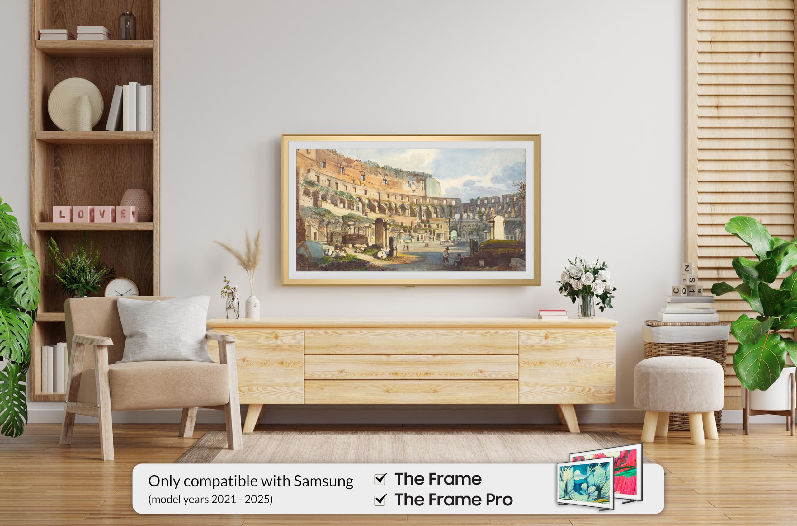 Amazon | ペールゴールドスクープ55インチ合金デコテレビフレーム